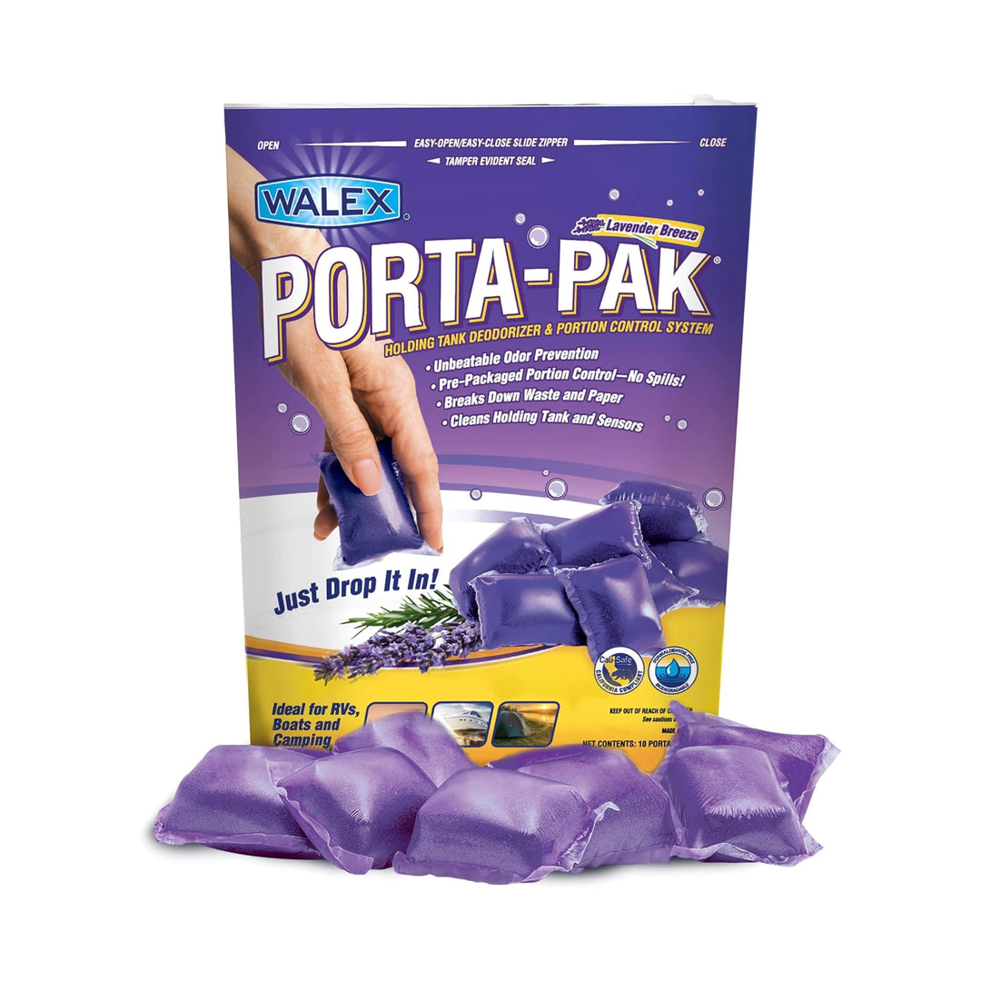 Walex Porta-Pak Black Holding Tank Deodorizer & Portion Control System Drop-Ins Lavender Breeze 10 Pack