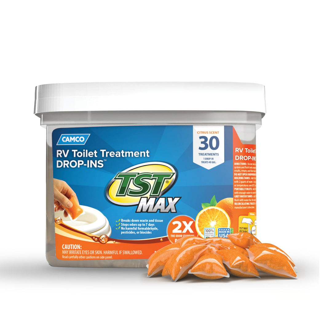 Camco TST Max Marine/RV Toilet Treatment Drop-Ins Citrus Scent 30 Pack 41183