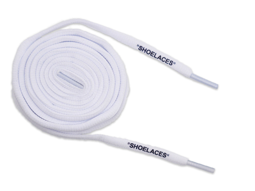 Off-White Style Quote Oval Replacement Shoe Laces – White/Black