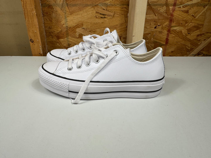 Converse Chuck Taylor All Star Lift Platform Leather White/Black/White Womens Size 7.5 Lightly Worn 561680C