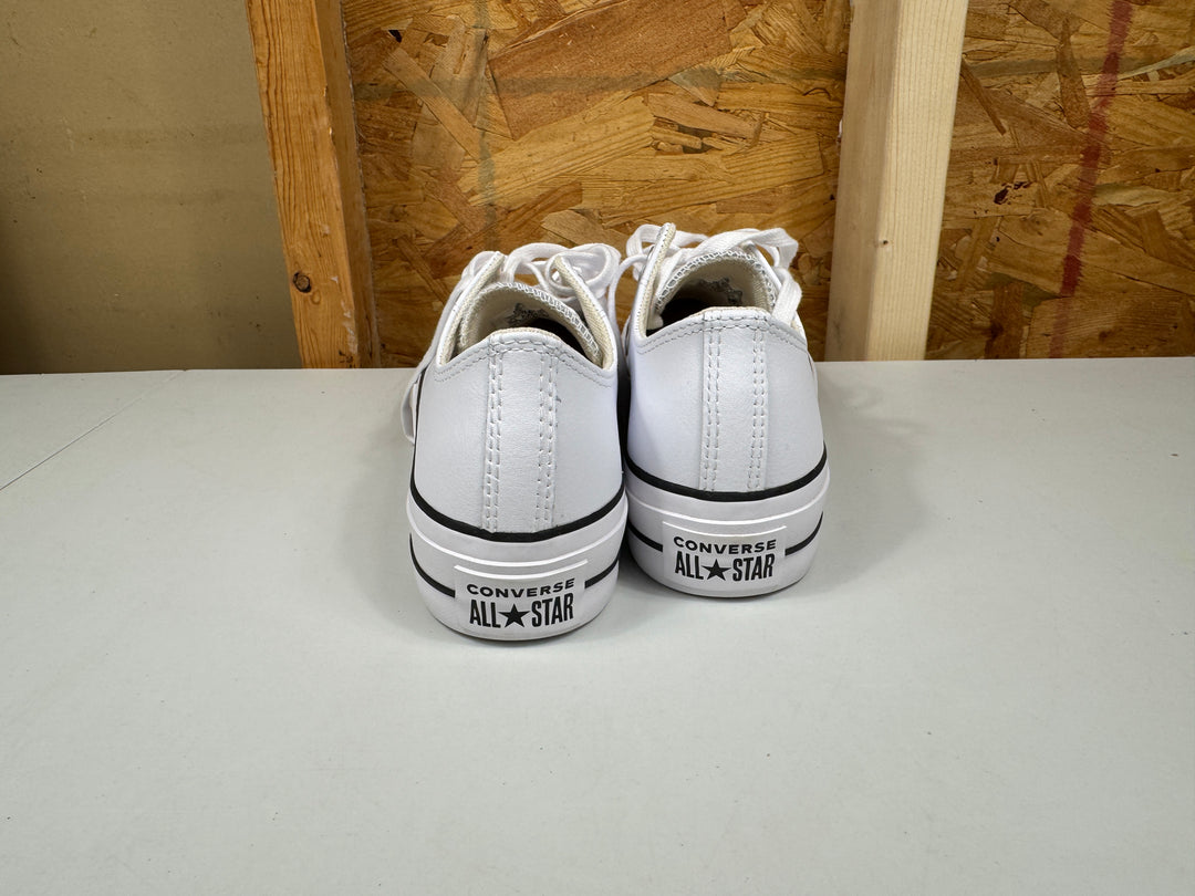 Converse Chuck Taylor All Star Lift Platform Leather White/Black/White Womens Size 7.5 Lightly Worn 561680C
