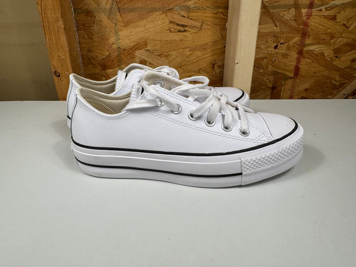 Converse Chuck Taylor All Star Lift Platform Leather White/Black/White Womens Size 7.5 Lightly Worn 561680C