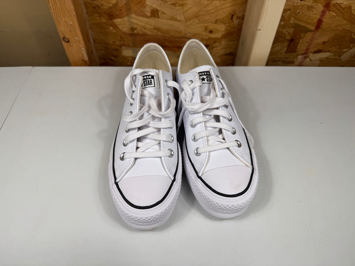 Converse Chuck Taylor All Star Lift Platform Leather White/Black/White Womens Size 7.5 Lightly Worn 561680C