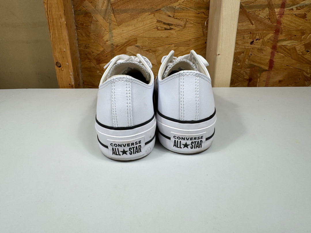 Converse Chuck Taylor All Star Lift Platform Leather White/Black/White Womens Size 7 Worn 561680C
