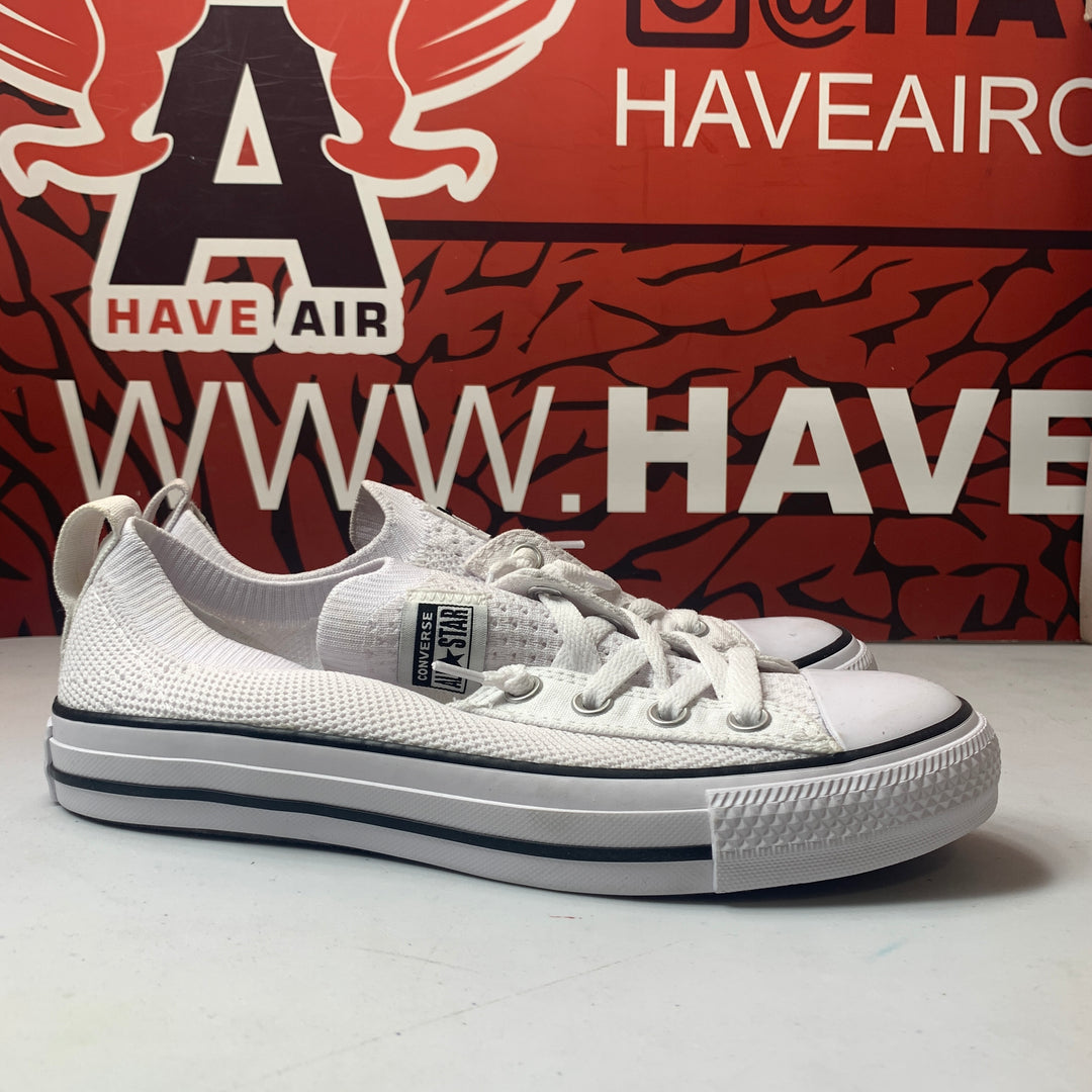 Converse Chuck Taylor All Star Shoreline Knit Slip On White/Black Womens Size 7.5 Worn