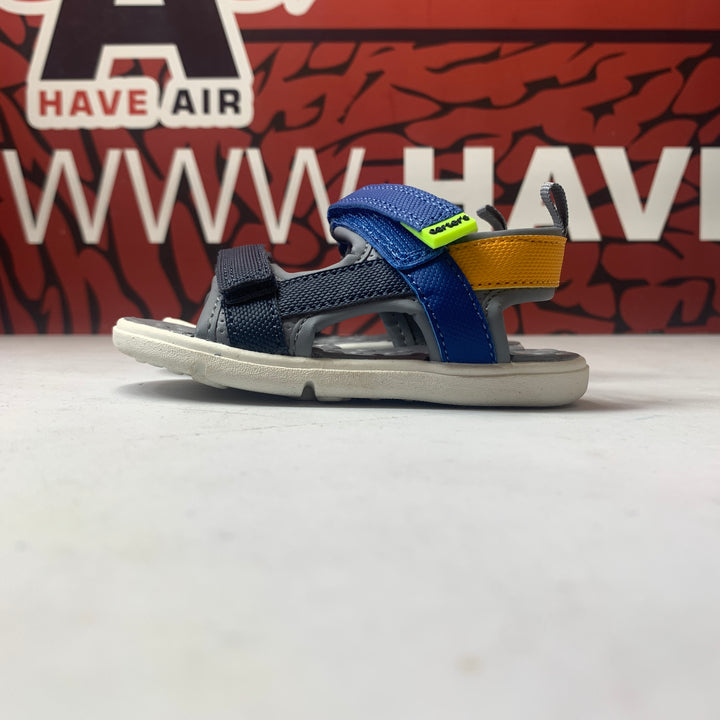 Carters Every Step Toddler Sandals Blue/Grey/Yellow  Size 4 Toddler Lightly Worn