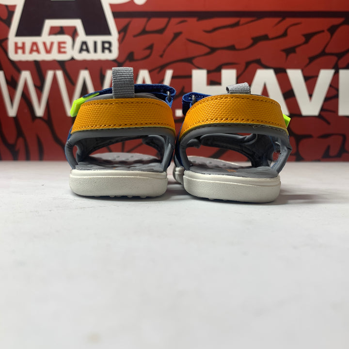 Carters Every Step Toddler Sandals Blue/Grey/Yellow  Size 4 Toddler Lightly Worn