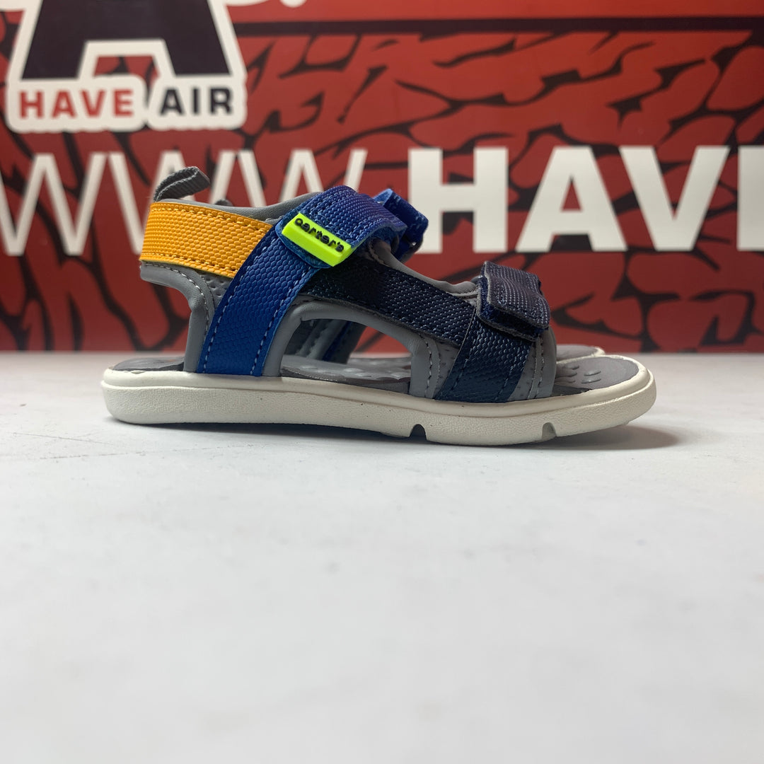 Carters Every Step Toddler Sandals Blue/Grey/Yellow  Size 4 Toddler Lightly Worn