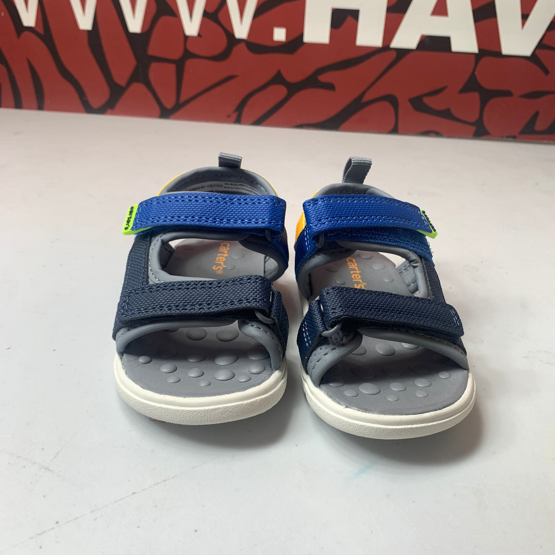 Carters Every Step Toddler Sandals Blue/Grey/Yellow  Size 4 Toddler Lightly Worn