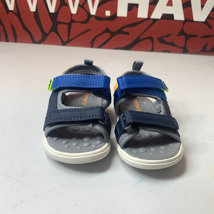 Carters Every Step Toddler Sandals Blue/Grey/Yellow  Size 4 Toddler Lightly Worn