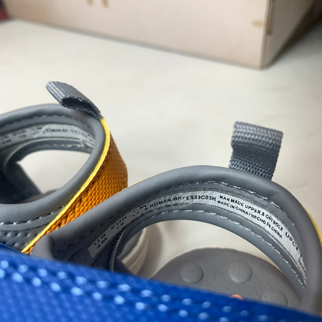 Carters Every Step Toddler Sandals Blue/Grey/Yellow  Size 4 Toddler Lightly Worn