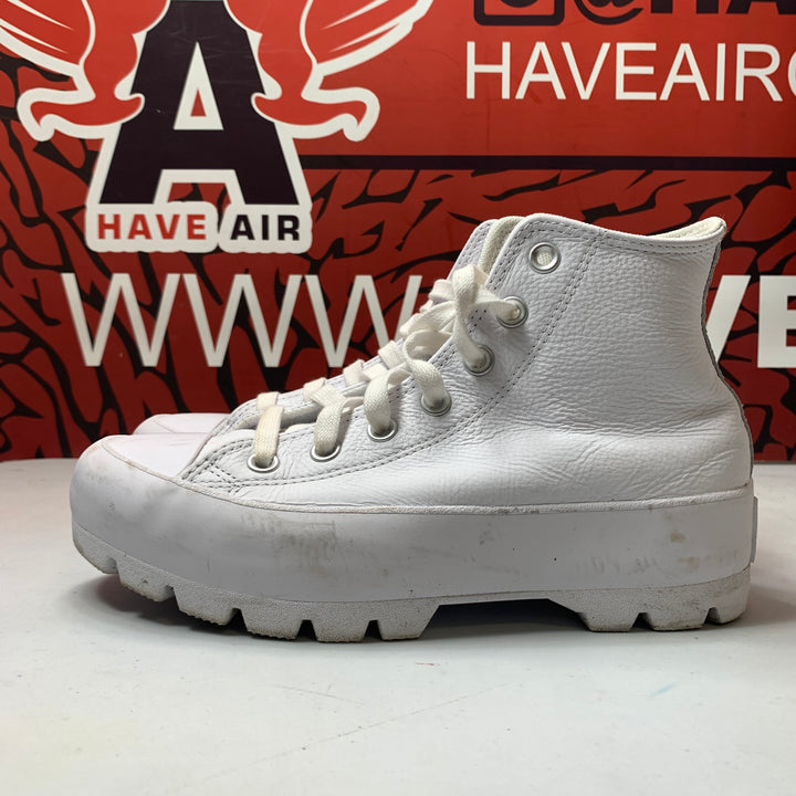 Converse Chuck Taylor All Star Lugged Leather Platform All White Womens Size 7 Worn