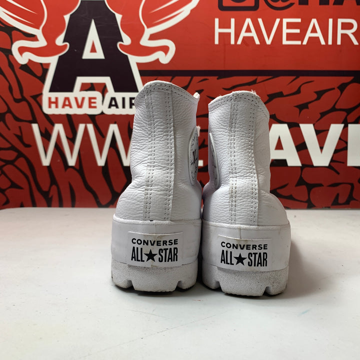 Converse Chuck Taylor All Star Lugged Leather Platform All White Womens Size 7 Worn