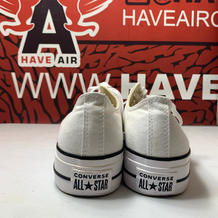 Converse Chuck Taylor All Star Lift Platform Low Canvas White/Black Womens Size 9.5 Worn
