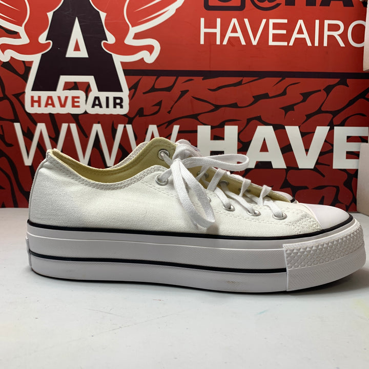 Converse Chuck Taylor All Star Lift Platform Low Canvas White/Black Womens Size 9.5 Worn