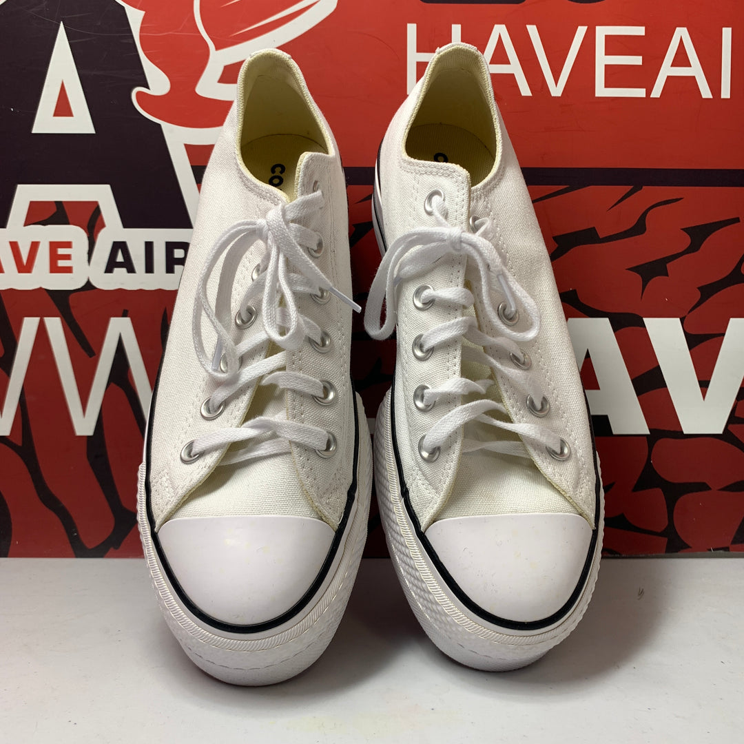 Converse Chuck Taylor All Star Lift Platform Low Canvas White/Black Womens Size 9.5 Worn