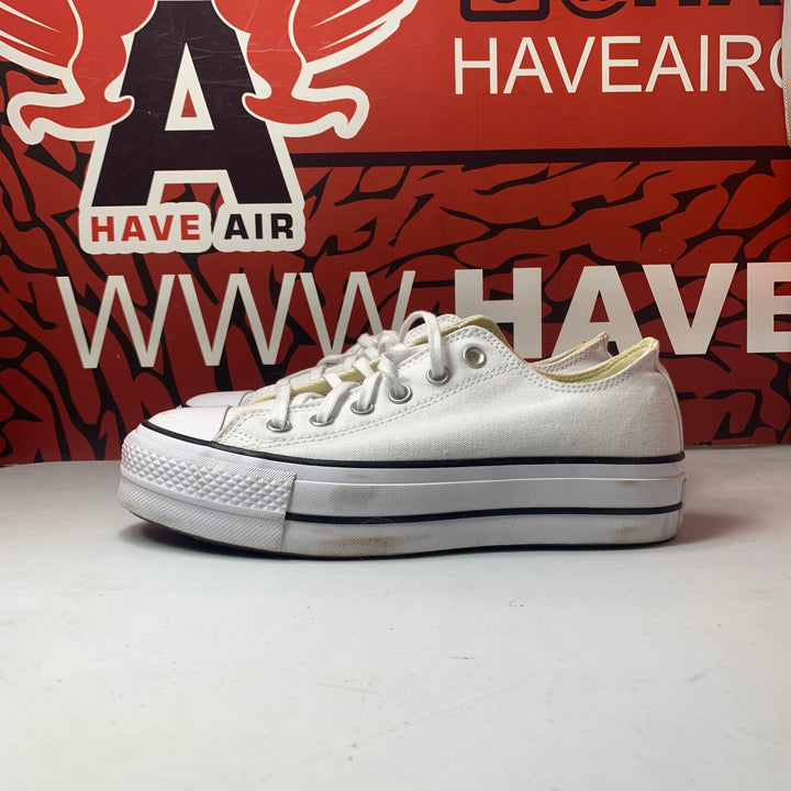 Converse Chuck Taylor All Star Lift Platform Low Canvas White/Black Womens Size 8.5 Lightly Worn
