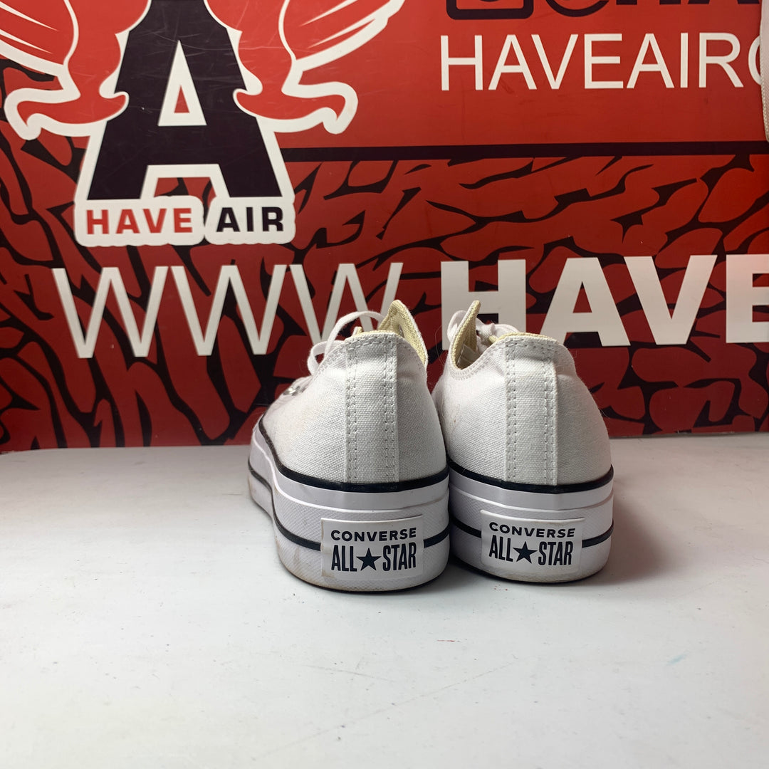 Converse Chuck Taylor All Star Lift Platform Low Canvas White/Black Womens Size 8.5 Lightly Worn