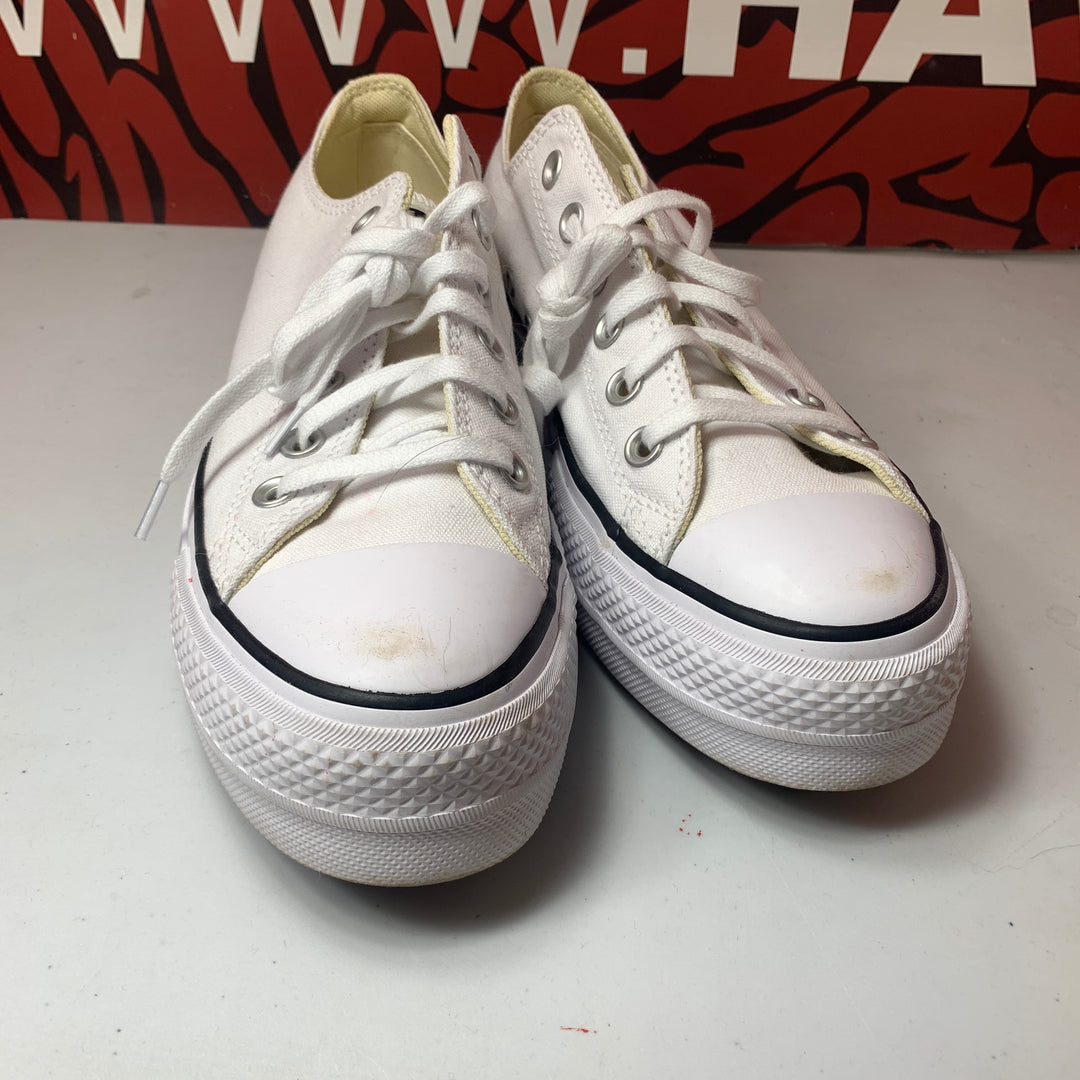 Converse Chuck Taylor All Star Lift Platform Low Canvas White/Black Womens Size 8.5 Lightly Worn