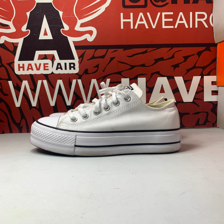 Converse Chuck Taylor All Star Lift Platform Low Canvas White/Black Womens Size 8 Lightly Worn