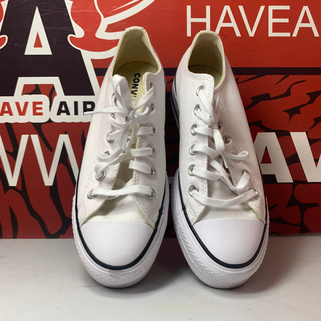 Converse Chuck Taylor All Star Lift Platform Low Canvas White/Black Womens Size 8 Lightly Worn