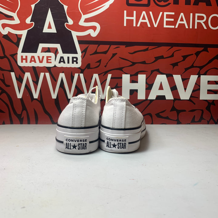 Converse Chuck Taylor All Star Lift Platform Low Canvas White/Black Womens Size 7 Lightly Worn