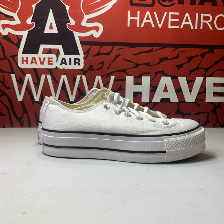 Converse Chuck Taylor All Star Lift Platform Low Canvas White/Black Womens Size 7 Lightly Worn