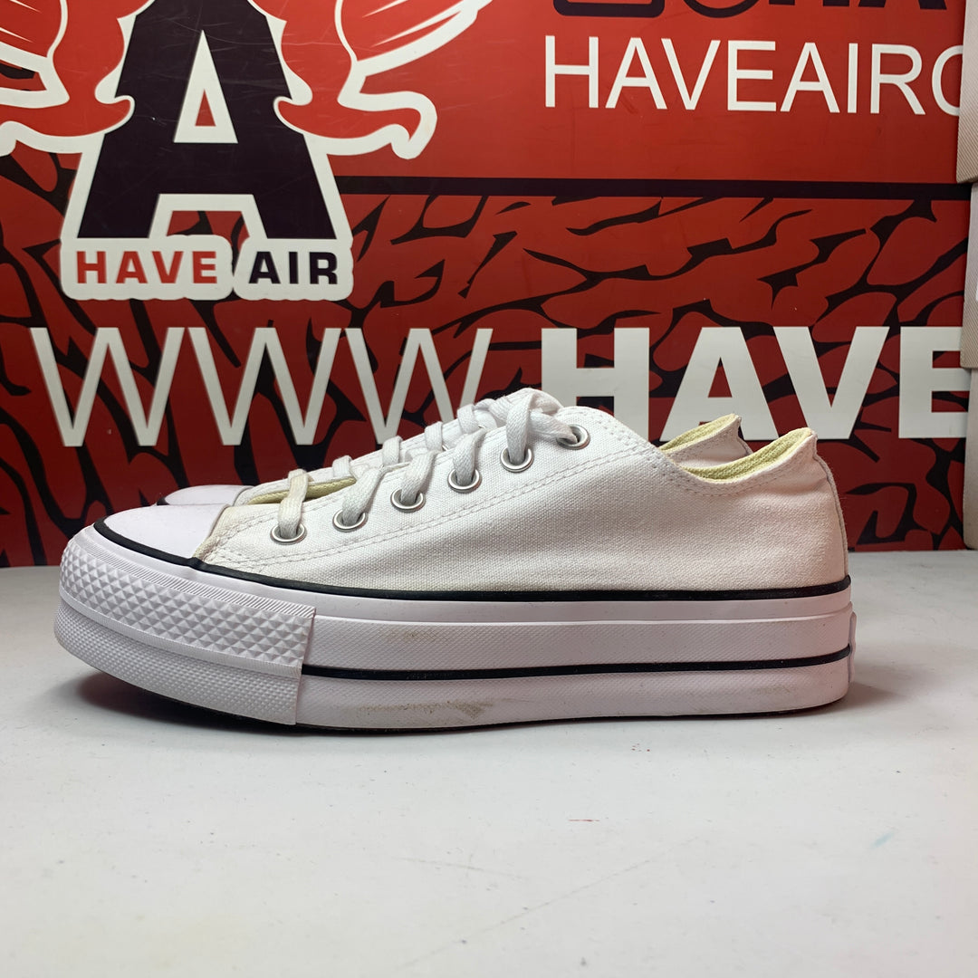 Converse Chuck Taylor All Star Lift Platform Low Canvas White/Black Womens Size 8 Worn