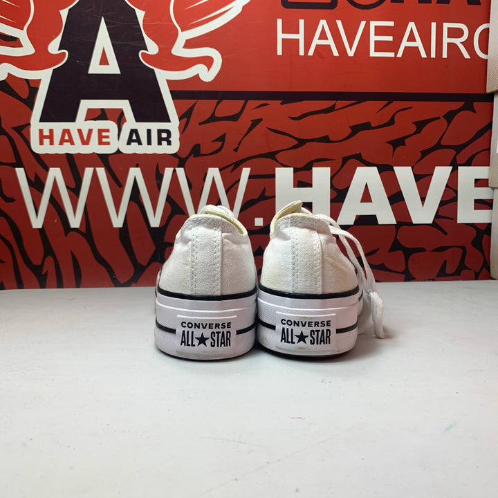 Converse Chuck Taylor All Star Lift Platform Low Canvas White/Black Womens Size 8 Worn