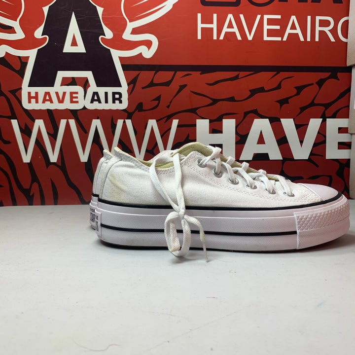 Converse Chuck Taylor All Star Lift Platform Low Canvas White/Black Womens Size 8 Worn