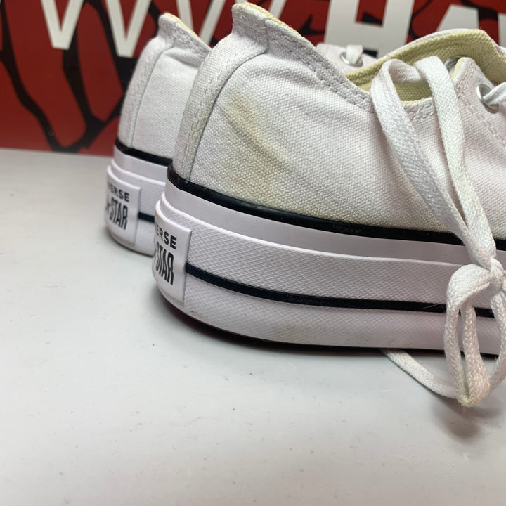 Converse Chuck Taylor All Star Lift Platform Low Canvas White/Black Womens Size 8 Worn