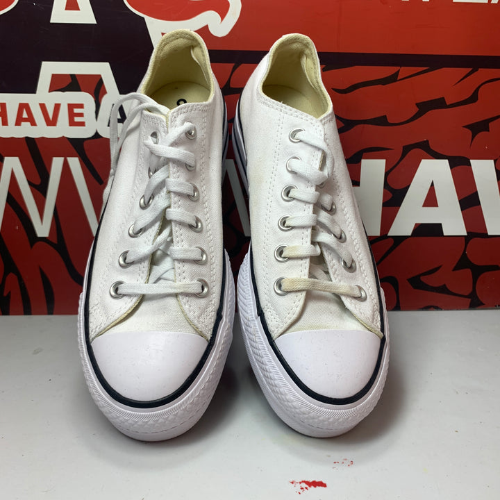 Converse Chuck Taylor All Star Lift Platform Low Canvas White/Black Womens Size 8 Worn