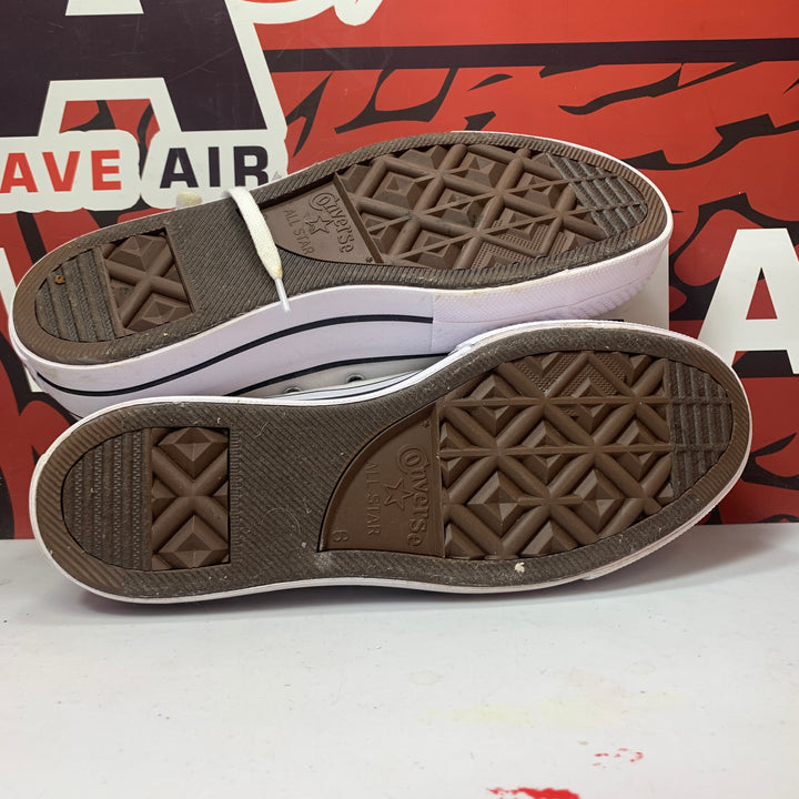 Converse Chuck Taylor All Star Lift Platform Low Canvas White/Black Womens Size 8 Worn