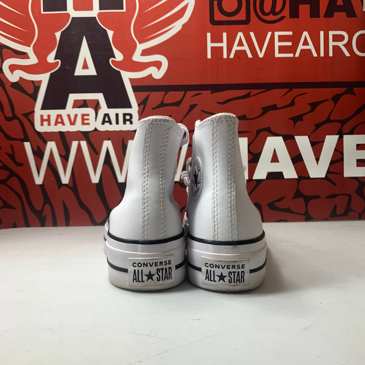 Converse All Star Lift Platform High Leather White/Black Womens Size 5.5 Lightly Worn