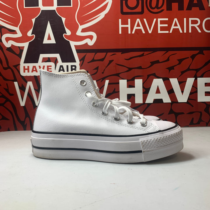 Converse All Star Lift Platform High Leather White/Black Womens Size 5.5 Lightly Worn