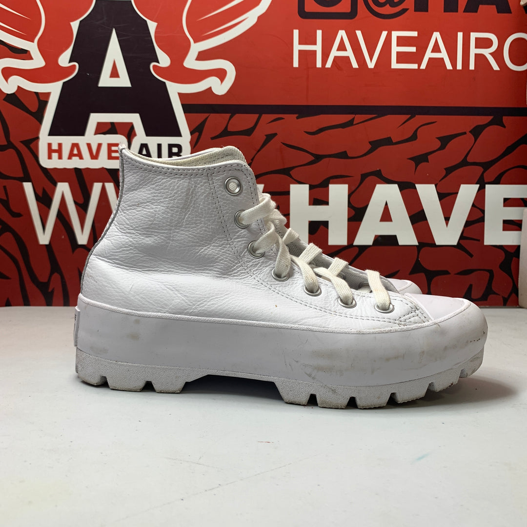 Converse Chuck Taylor All Star Lugged Leather Platform All White Womens Size 7 Worn