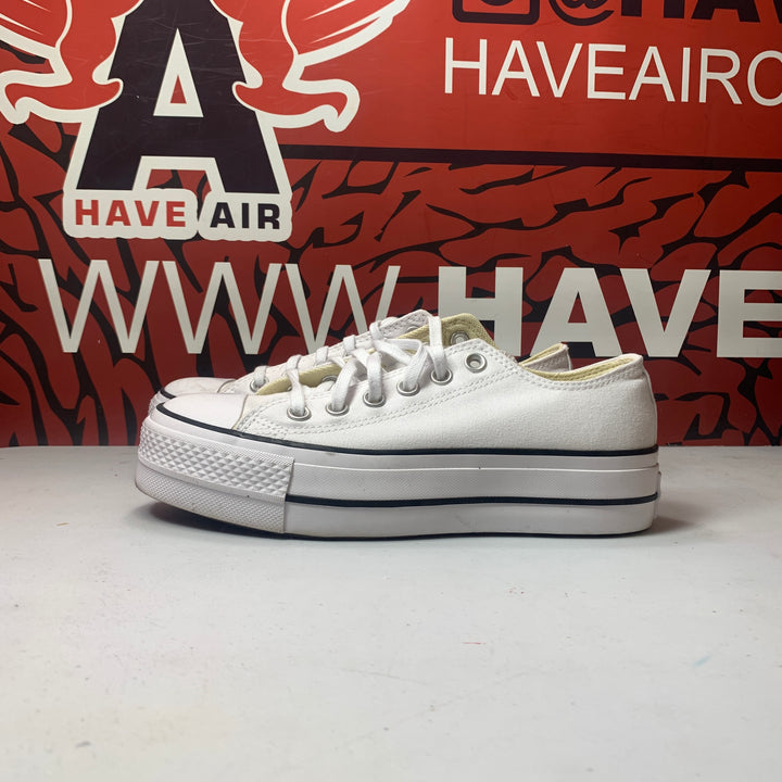 Converse Chuck Taylor All Star Lift Platform Low Canvas White/Black Womens Size 7 Lightly Worn