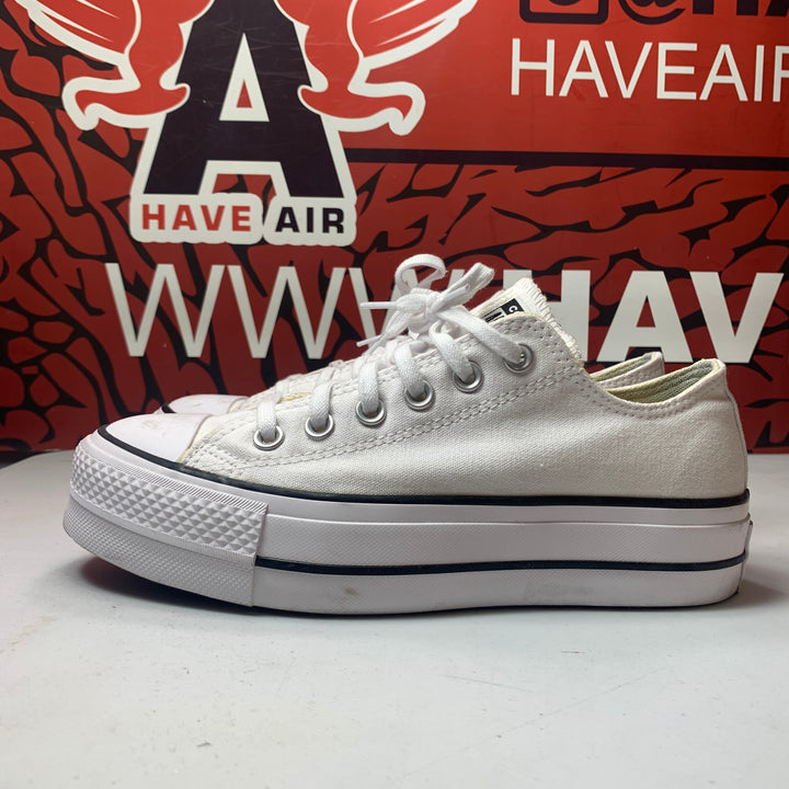 Converse Chuck Taylor All Star Lift Platform Low Canvas White/Black Womens Size 7.5 Worn