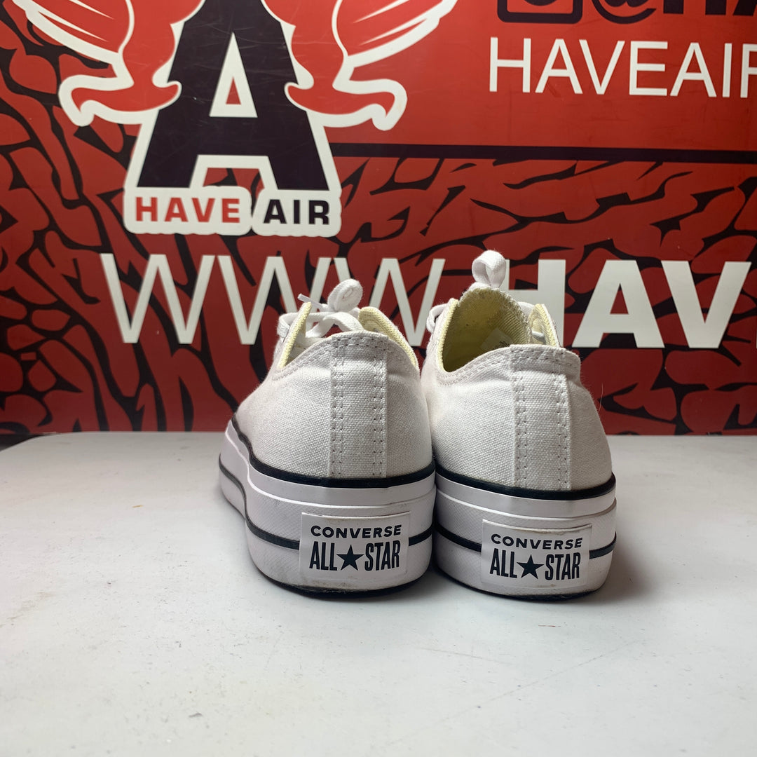 Converse Chuck Taylor All Star Lift Platform Low Canvas White/Black Womens Size 7.5 Worn
