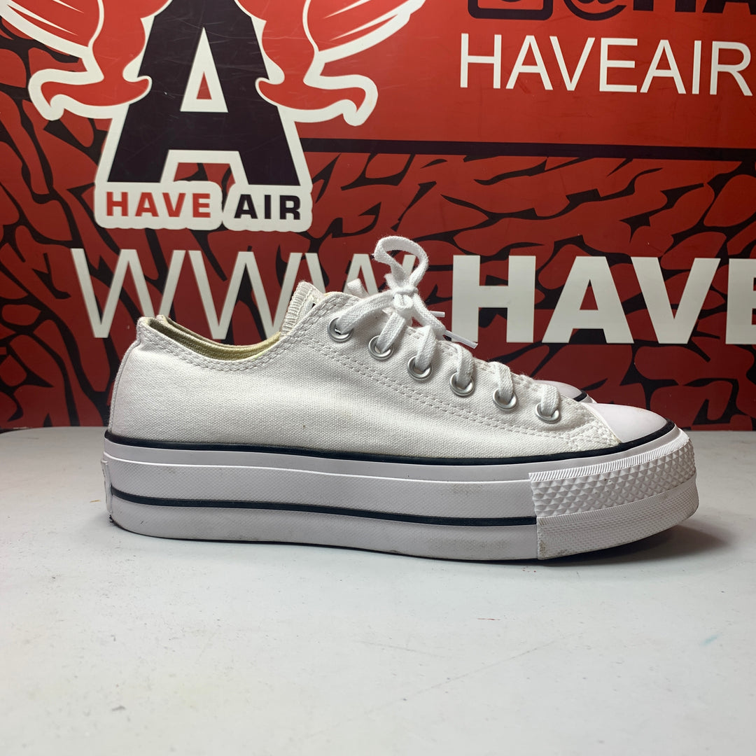 Converse Chuck Taylor All Star Lift Platform Low Canvas White/Black Womens Size 7.5 Worn