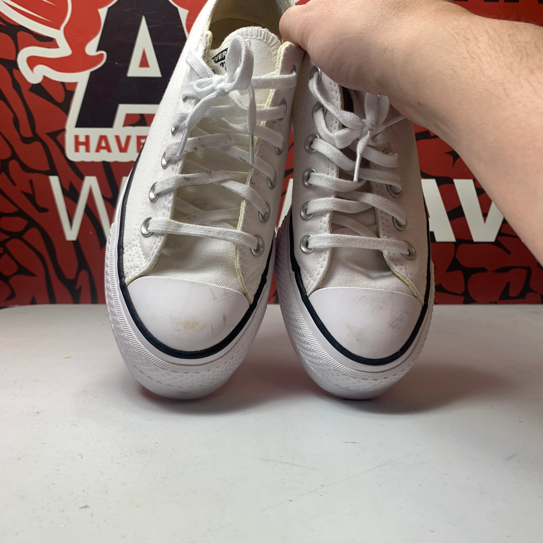 Converse Chuck Taylor All Star Lift Platform Low Canvas White/Black Womens Size 7.5 Worn